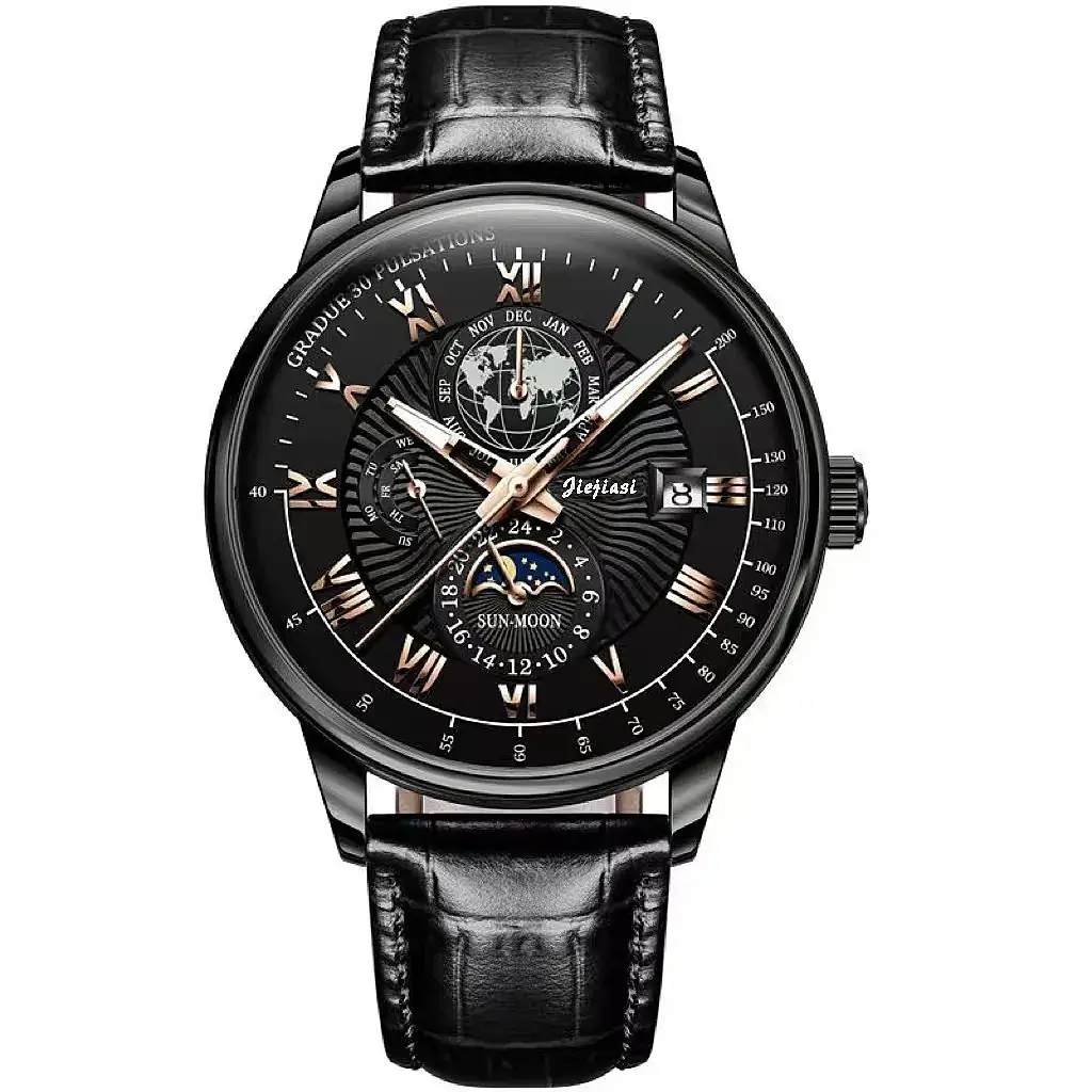 Men's Luxury Skeleton Watch with Luminous Dial & Leather Band - Image 4