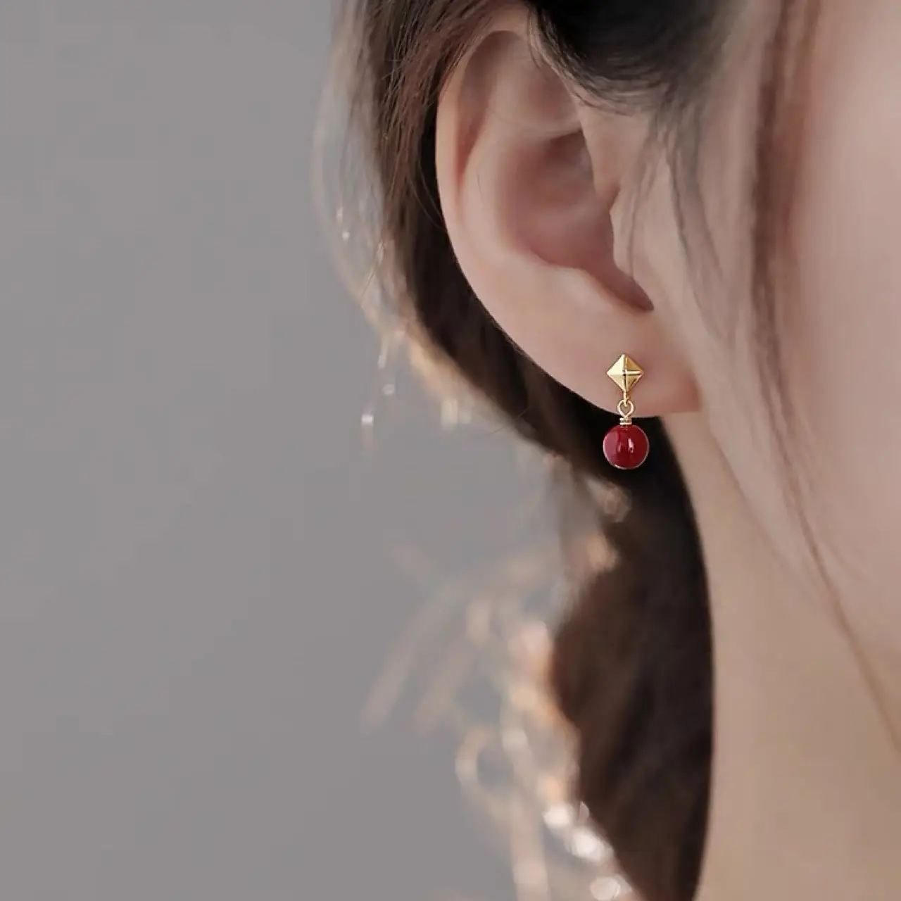Red Bean Earrings for Women 925 Silver - Image 4