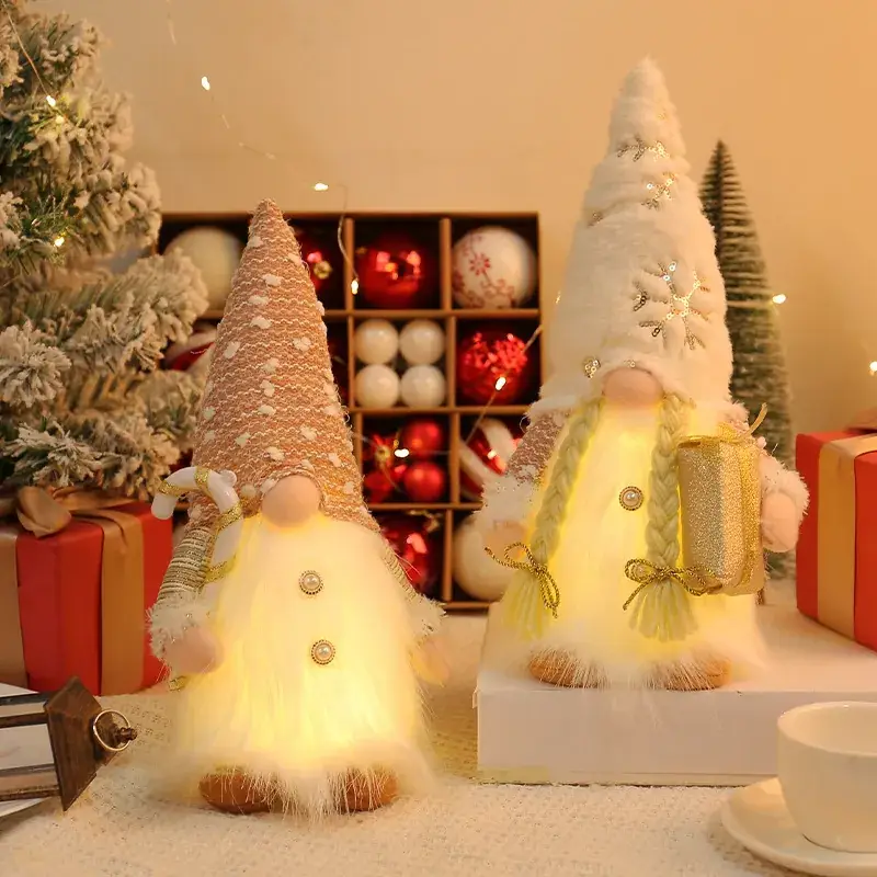 New Christmas Decor: Sequined Plush Rudolf Doll with Light Window