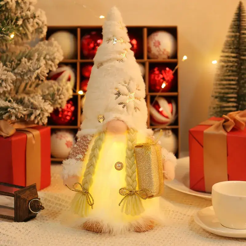 New Christmas Decor: Sequined Plush Rudolf Doll with Light Window