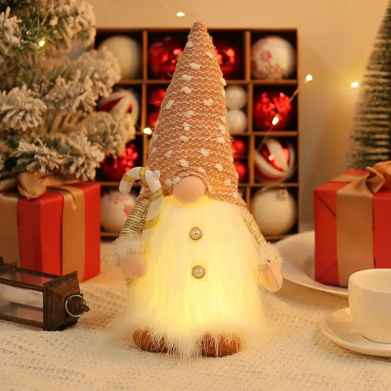 New Christmas Decor: Sequined Plush Rudolf Doll with Light Window
