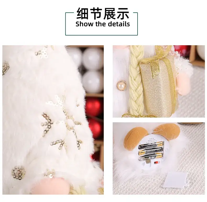 New Christmas Decor: Sequined Plush Rudolf Doll with Light Window — feature 13