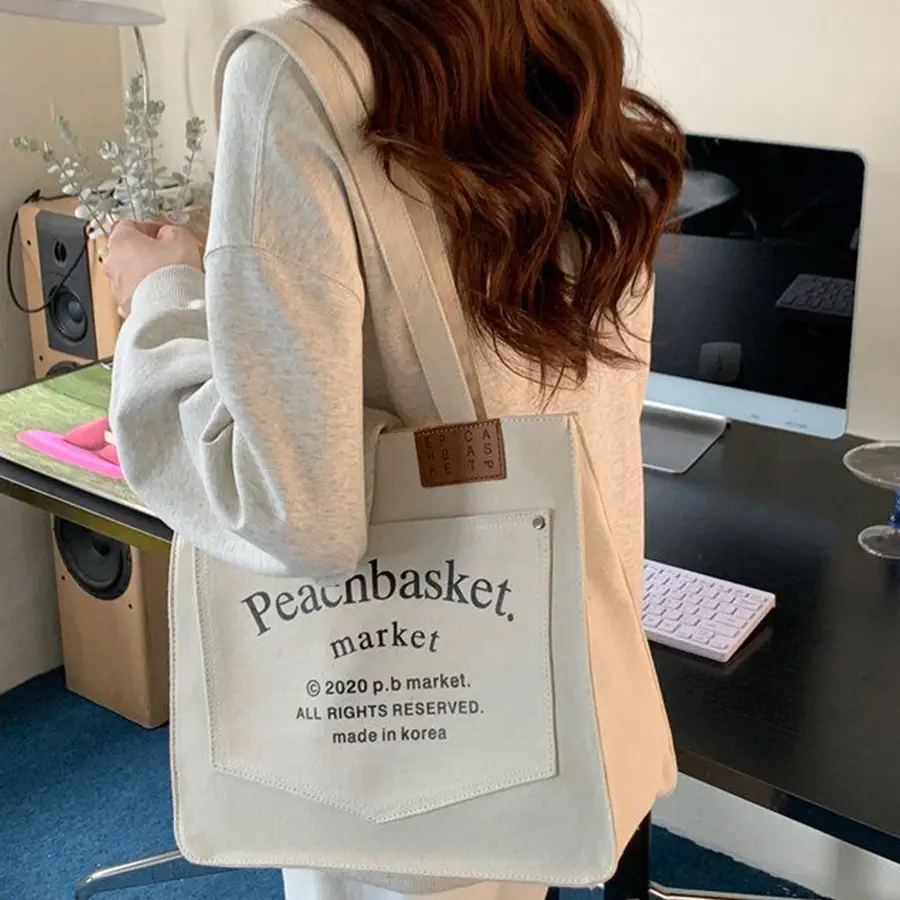 Large Capacity Korean Style Canvas Tote Bag for Women - Image 2