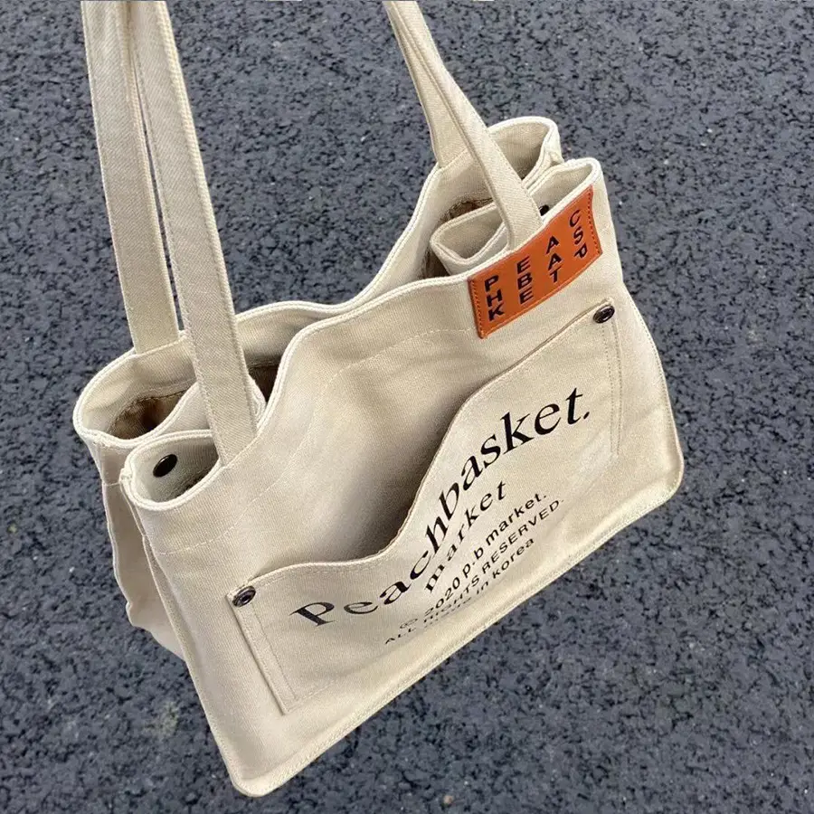 Large Capacity Korean Style Canvas Tote Bag for Women - Image 3