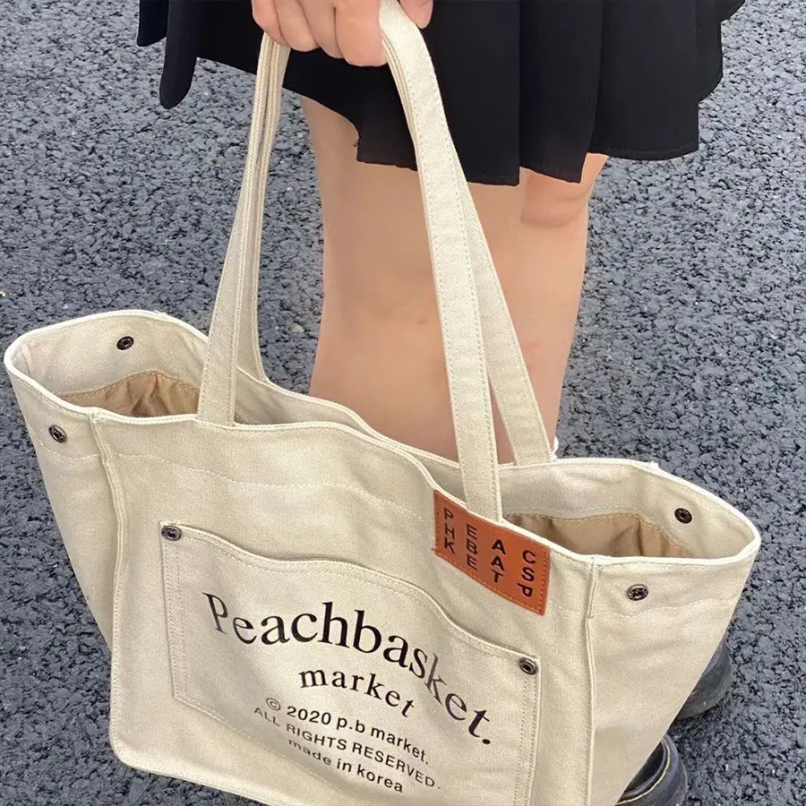 Large Capacity Korean Style Canvas Tote Bag for Women - Image 4