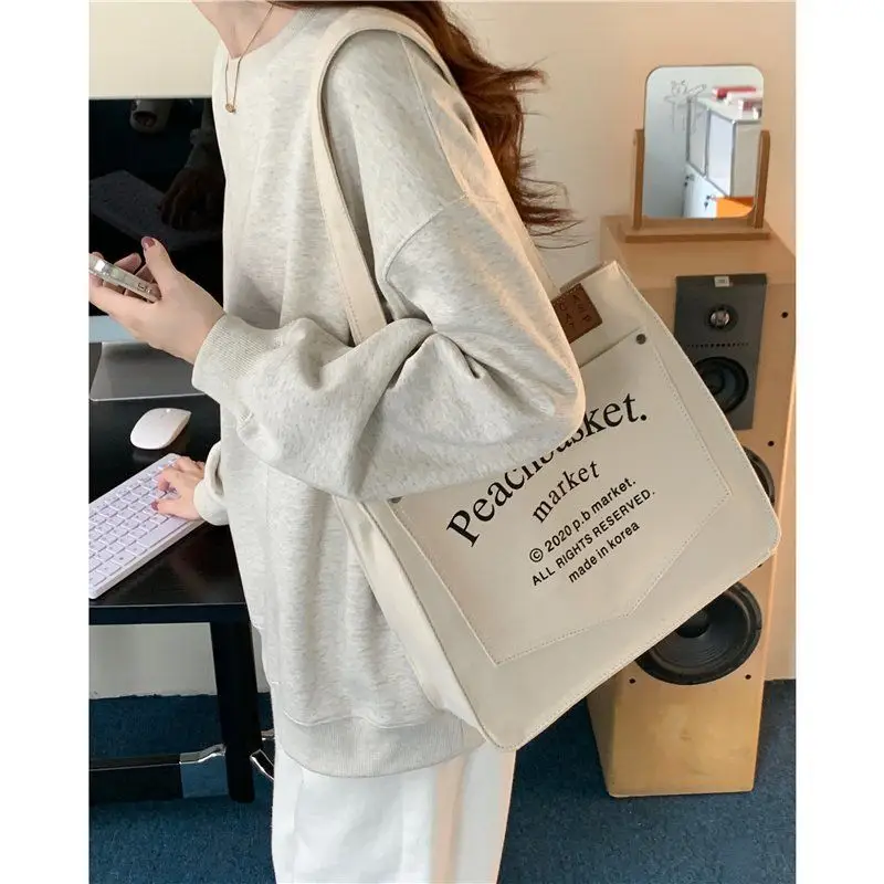 Large Capacity Korean Style Canvas Tote Bag for Women — feature 2