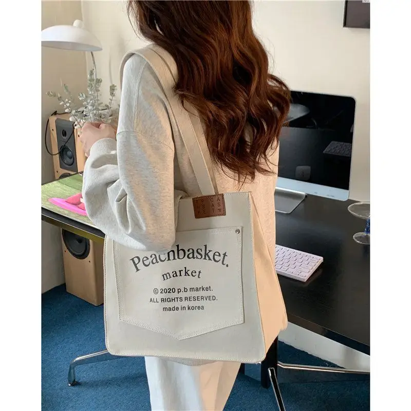 Large Capacity Korean Style Canvas Tote Bag for Women — feature 3