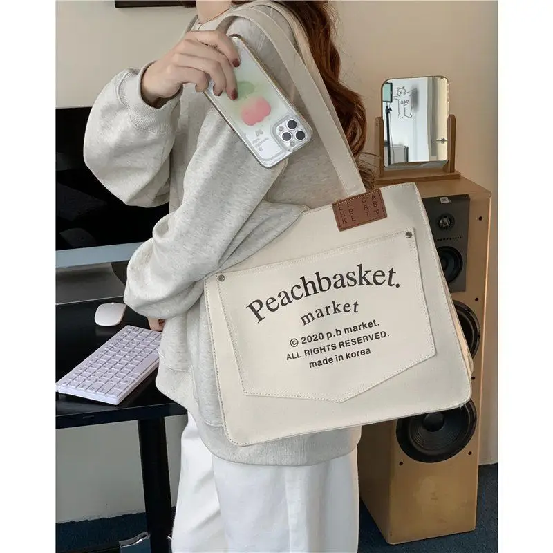 Large Capacity Korean Style Canvas Tote Bag for Women — feature 5