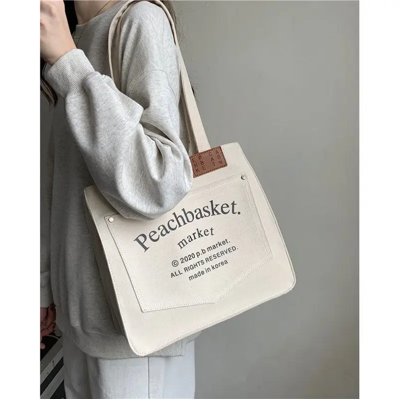 Large Capacity Korean Style Canvas Tote Bag for Women — feature 6