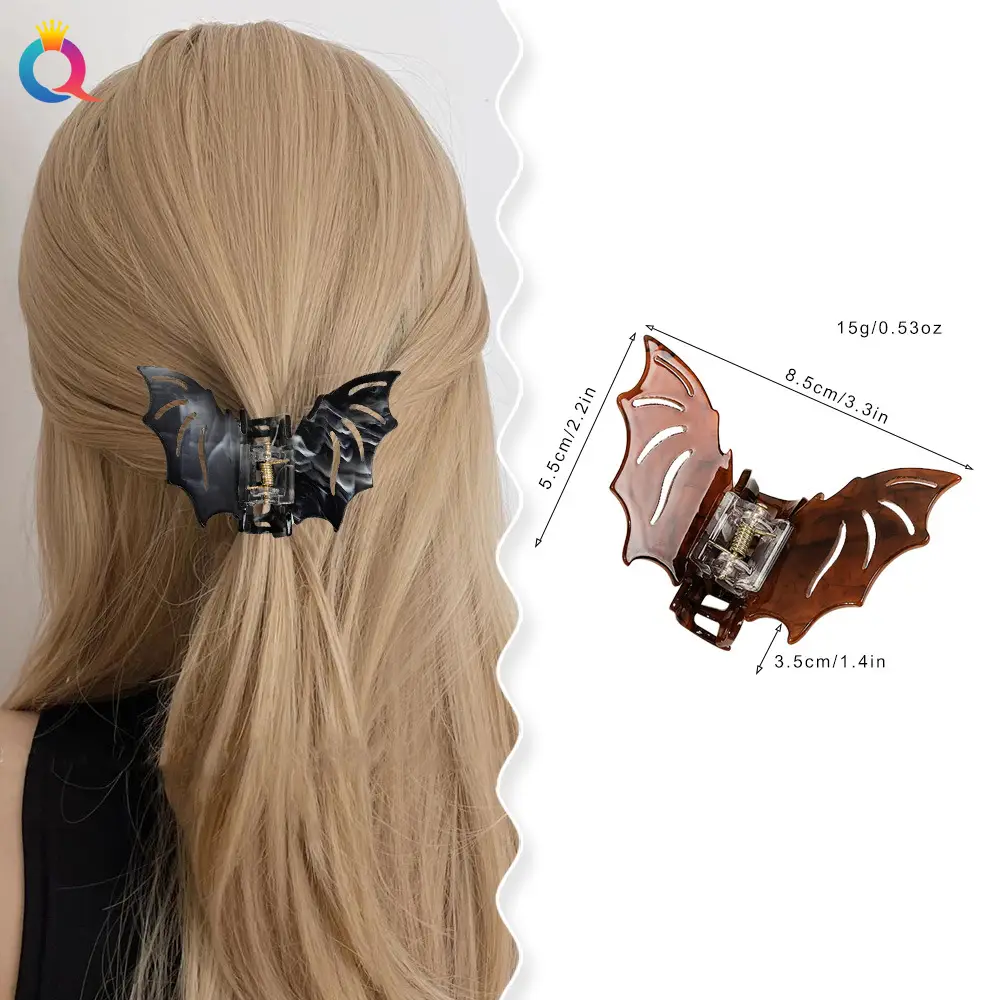 Halloween Bat Hair Clip with Red Sparkle Design - Image 10