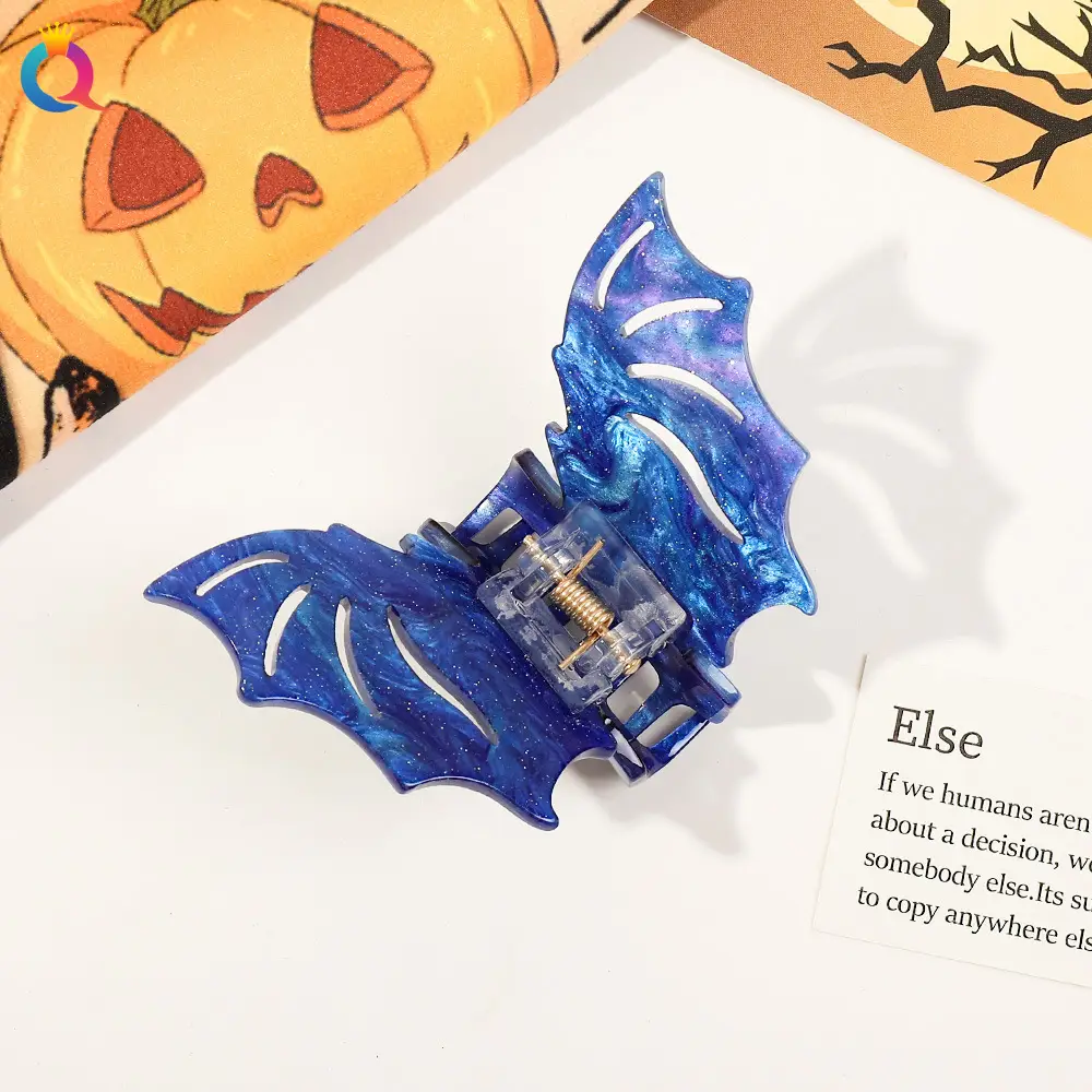 Halloween Bat Hair Clip with Red Sparkle Design - Image 3