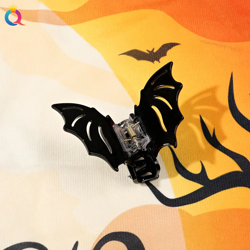 Halloween Bat Hair Clip with Red Sparkle Design - Image 7