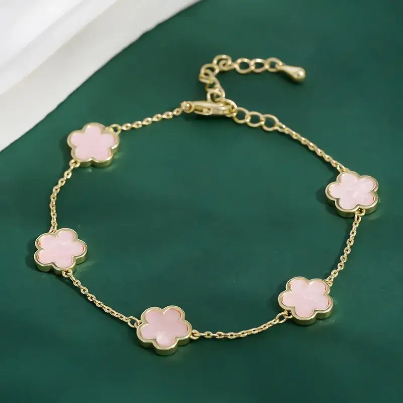 Pink Five-Leaf Clover Bracelet for Women - Image 20