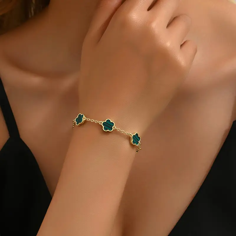 Pink Five-Leaf Clover Bracelet for Women — feature 1