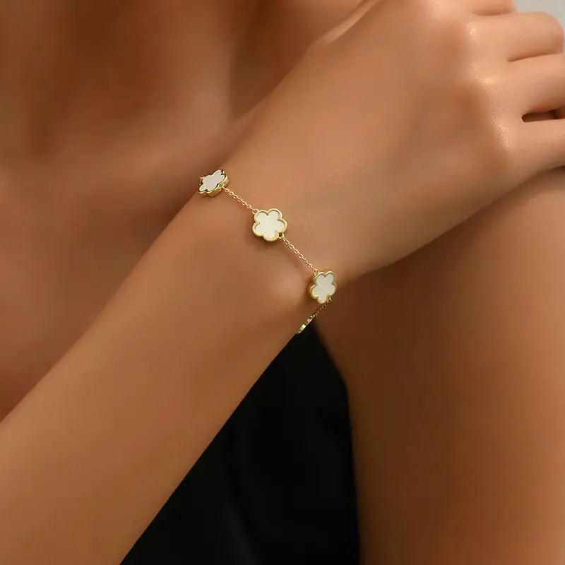 Pink Five-Leaf Clover Bracelet for Women — feature 3