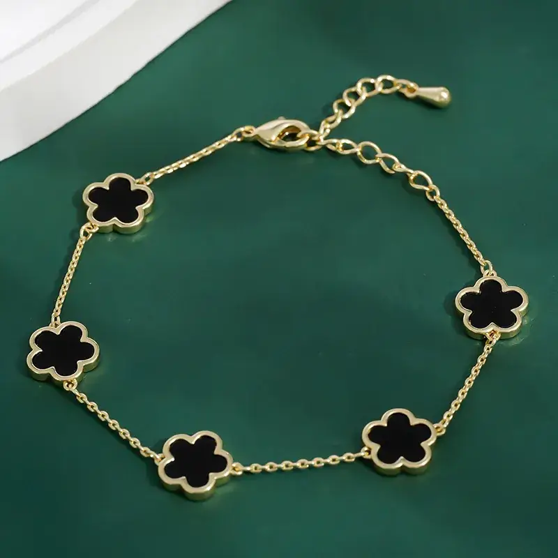 Pink Five-Leaf Clover Bracelet for Women - Image 2