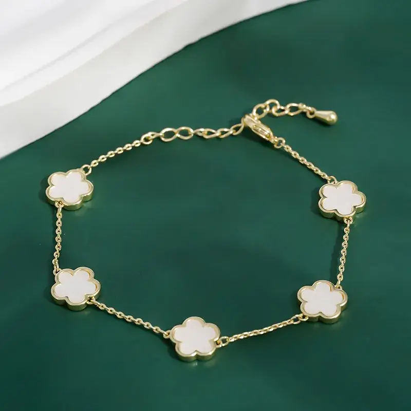 Pink Five-Leaf Clover Bracelet for Women - Image 4