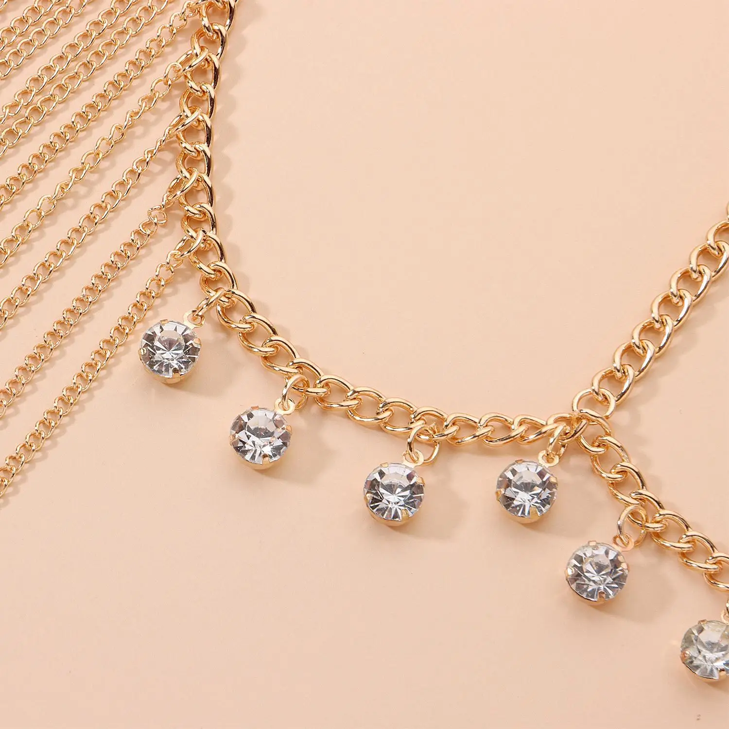 Gold Diamond Tassel Hair Band Chain Jewelry - Image 5