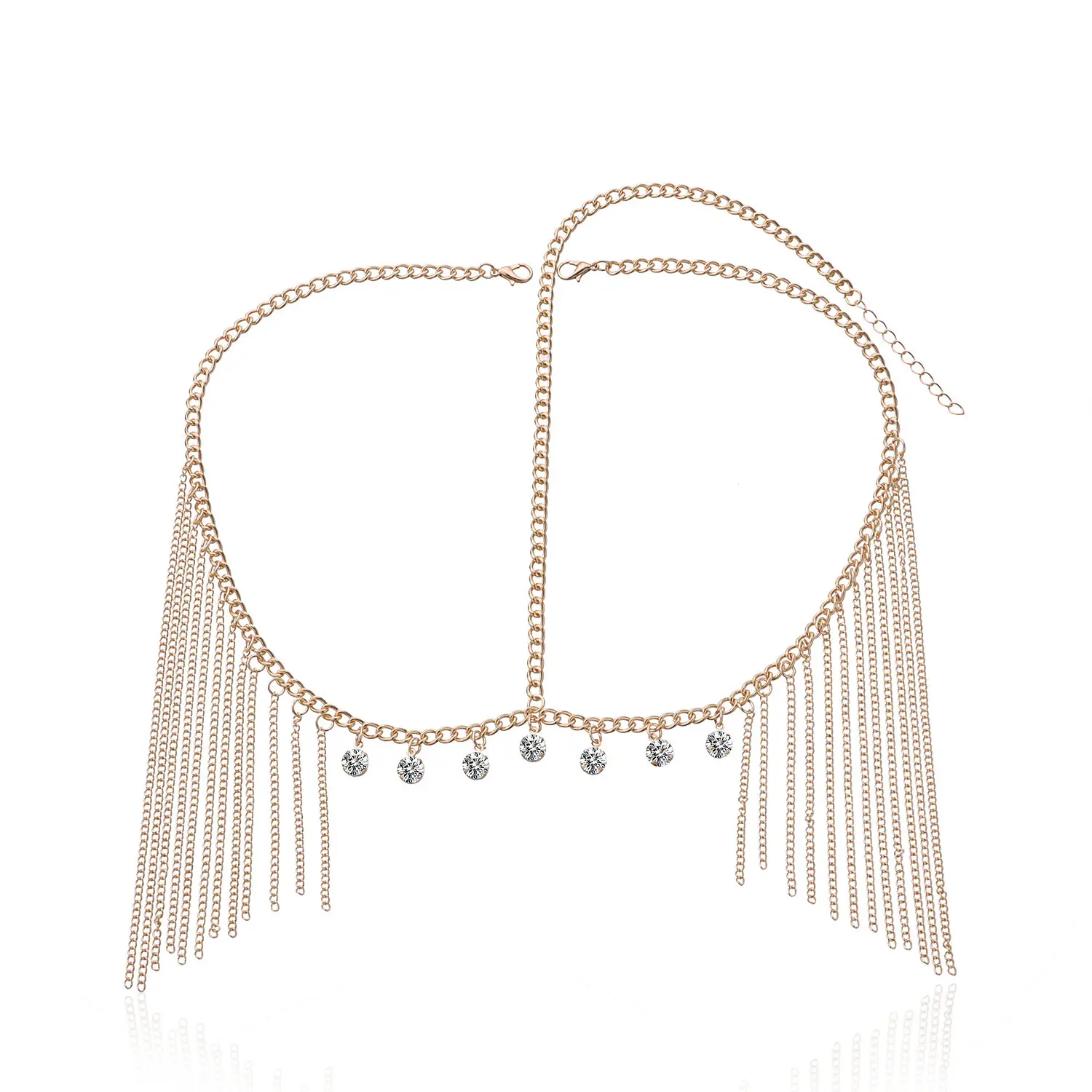 Gold Diamond Tassel Hair Band Chain Jewelry — feature 5