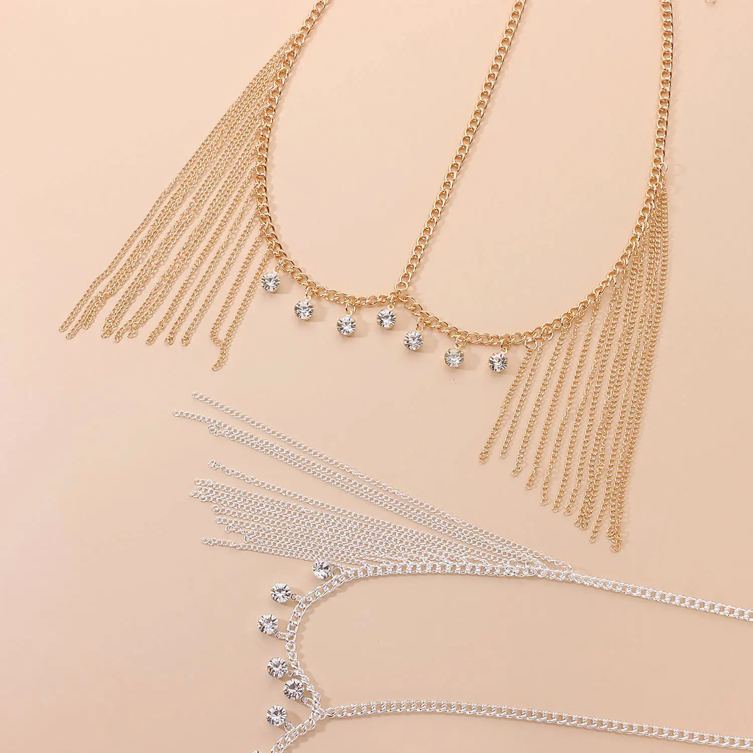 Gold Diamond Tassel Hair Band Chain Jewelry — feature 8