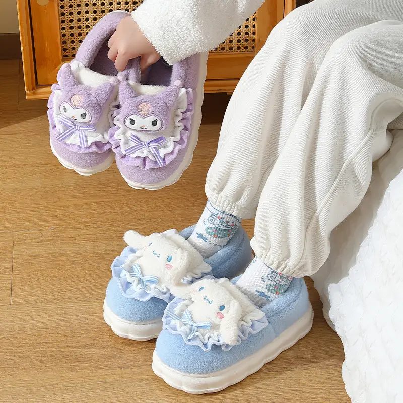 Women's cotton-padded slippers winter cute cartoon woolen slippers indoor home women's plush Sanrio cotton-padded shoes wholesale - Image 5