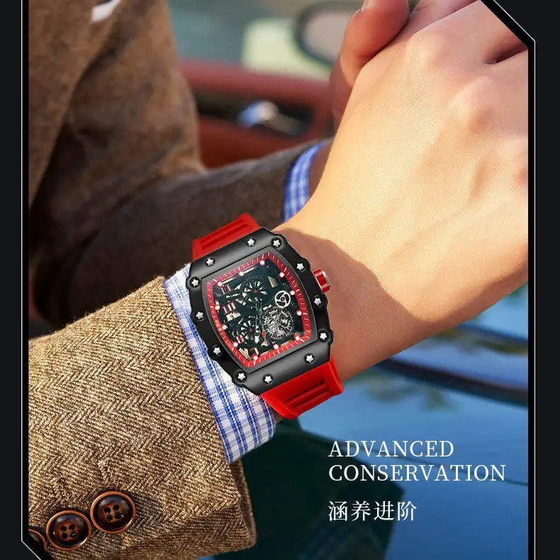 Zido Brand Casual Fashion Trendy Fully Automatic Quartz Cut Out Luminous Waterproof Black Warrior 1705 Men's Watch