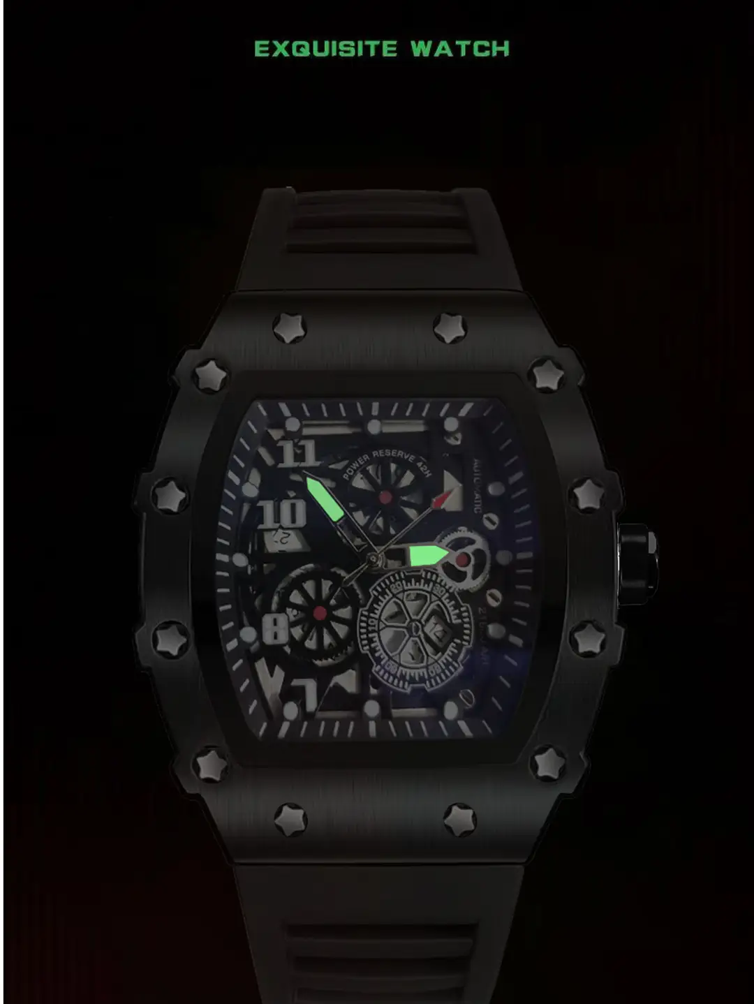 Zido Brand Casual Fashion Trendy Fully Automatic Quartz Cut Out Luminous Waterproof Black Warrior 1705 Men's Watch — feature 2