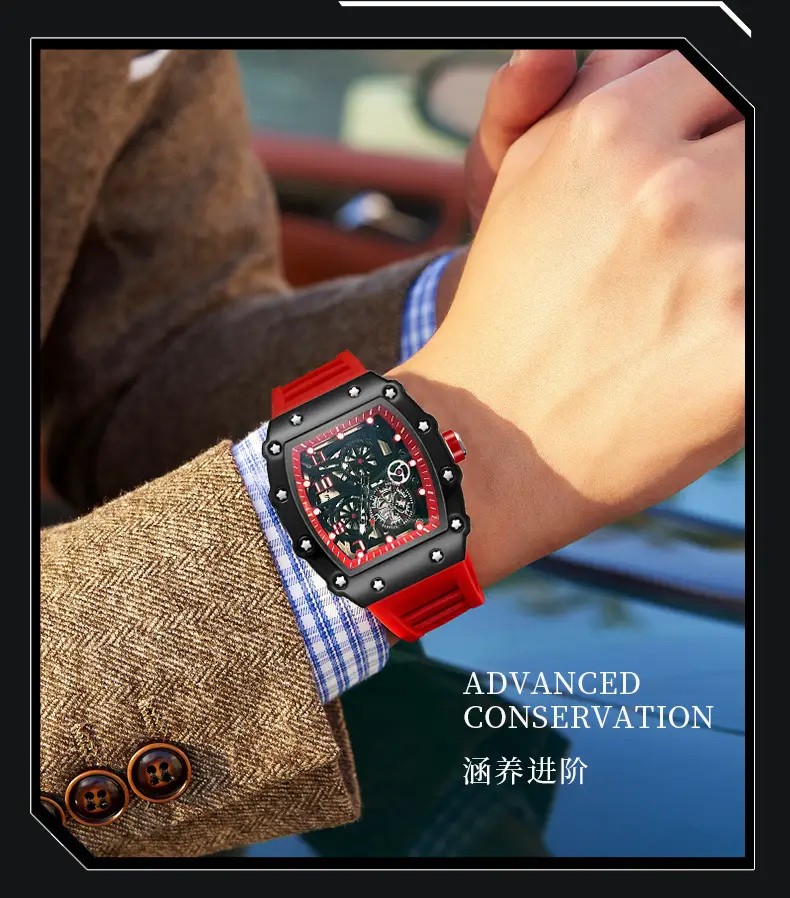 Zido Brand Casual Fashion Trendy Fully Automatic Quartz Cut Out Luminous Waterproof Black Warrior 1705 Men's Watch — feature 6
