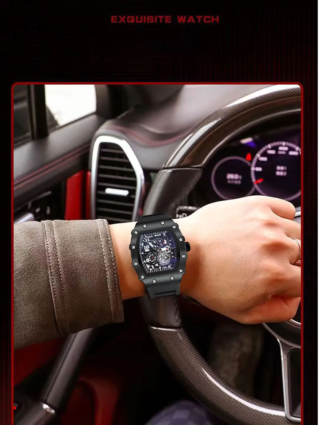 Zido Brand Casual Fashion Trendy Fully Automatic Quartz Cut Out Luminous Waterproof Black Warrior 1705 Men's Watch — feature 9