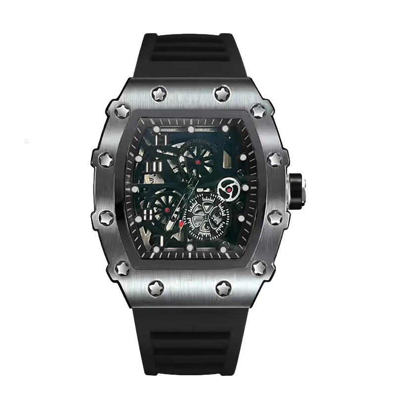 Zido Brand Casual Fashion Trendy Fully Automatic Quartz Cut Out Luminous Waterproof Black Warrior 1705 Men's Watch