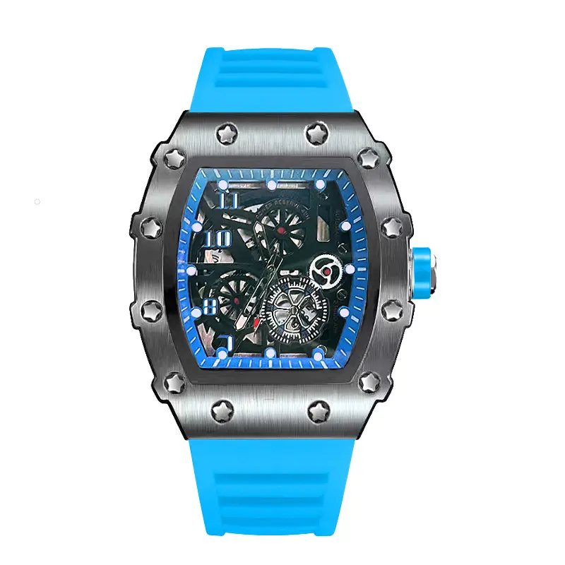 Zido Brand Casual Fashion Trendy Fully Automatic Quartz Cut Out Luminous Waterproof Black Warrior 1705 Men's Watch