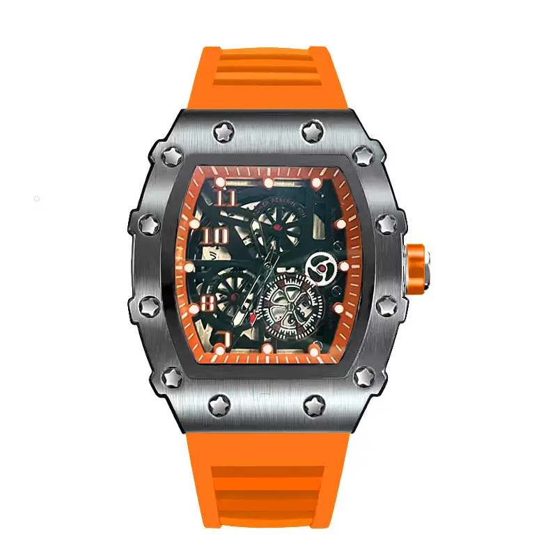 Zido Brand Casual Fashion Trendy Fully Automatic Quartz Cut Out Luminous Waterproof Black Warrior 1705 Men's Watch