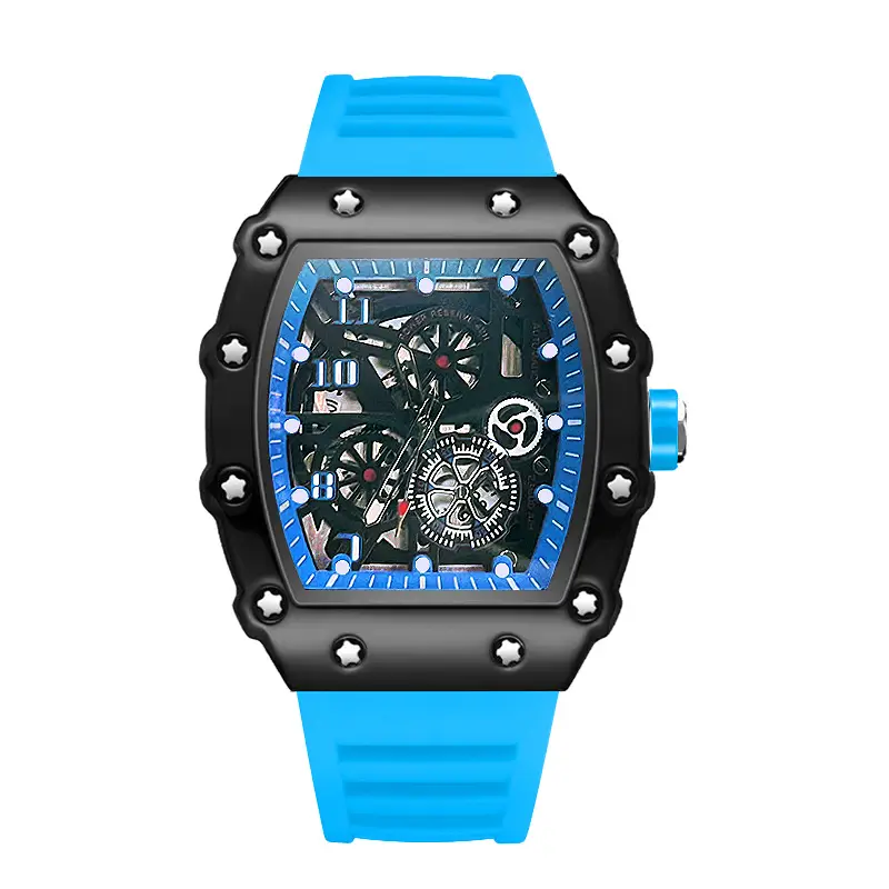 Zido Brand Casual Fashion Trendy Fully Automatic Quartz Cut Out Luminous Waterproof Black Warrior 1705 Men's Watch
