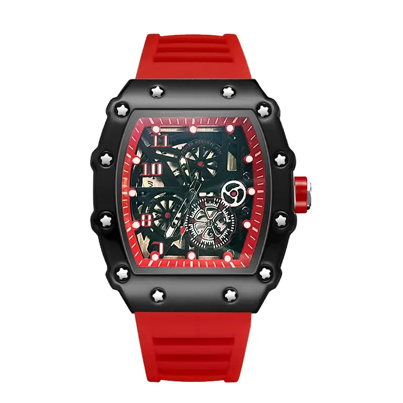 Zido Brand Casual Fashion Trendy Fully Automatic Quartz Cut Out Luminous Waterproof Black Warrior 1705 Men's Watch
