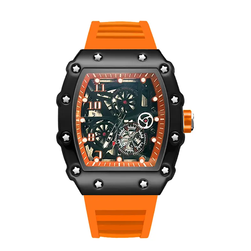 Zido Brand Casual Fashion Trendy Fully Automatic Quartz Cut Out Luminous Waterproof Black Warrior 1705 Men's Watch