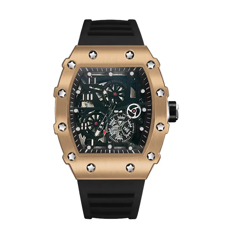 Zido Brand Casual Fashion Trendy Fully Automatic Quartz Cut Out Luminous Waterproof Black Warrior 1705 Men's Watch