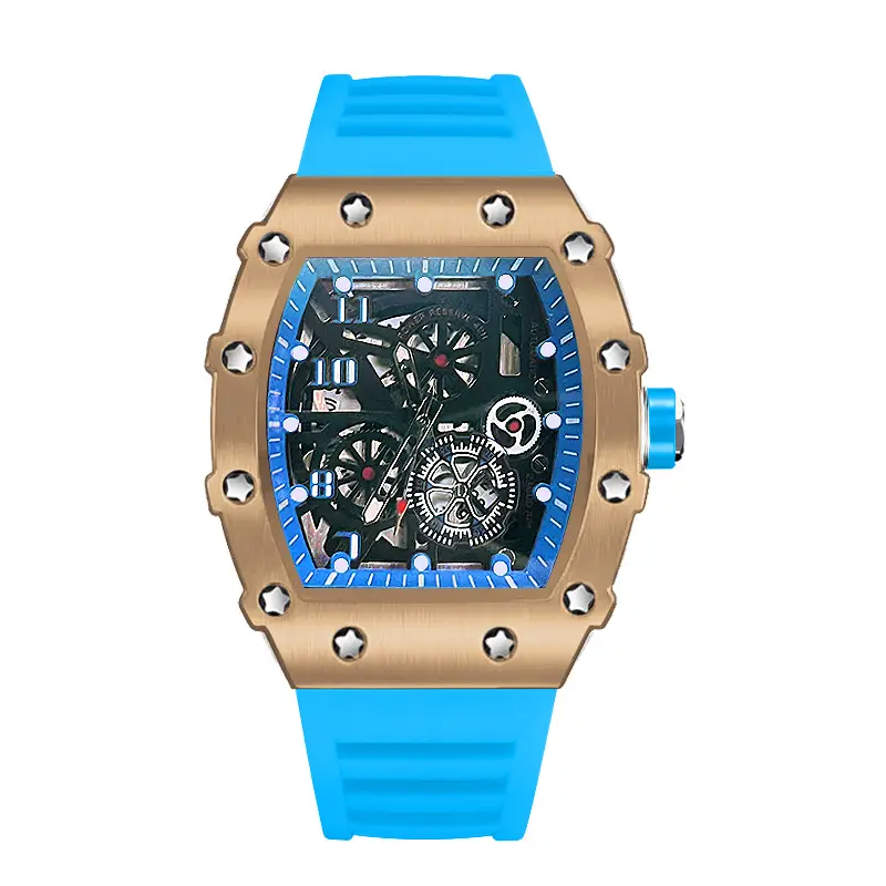 Zido Brand Casual Fashion Trendy Fully Automatic Quartz Cut Out Luminous Waterproof Black Warrior 1705 Men's Watch