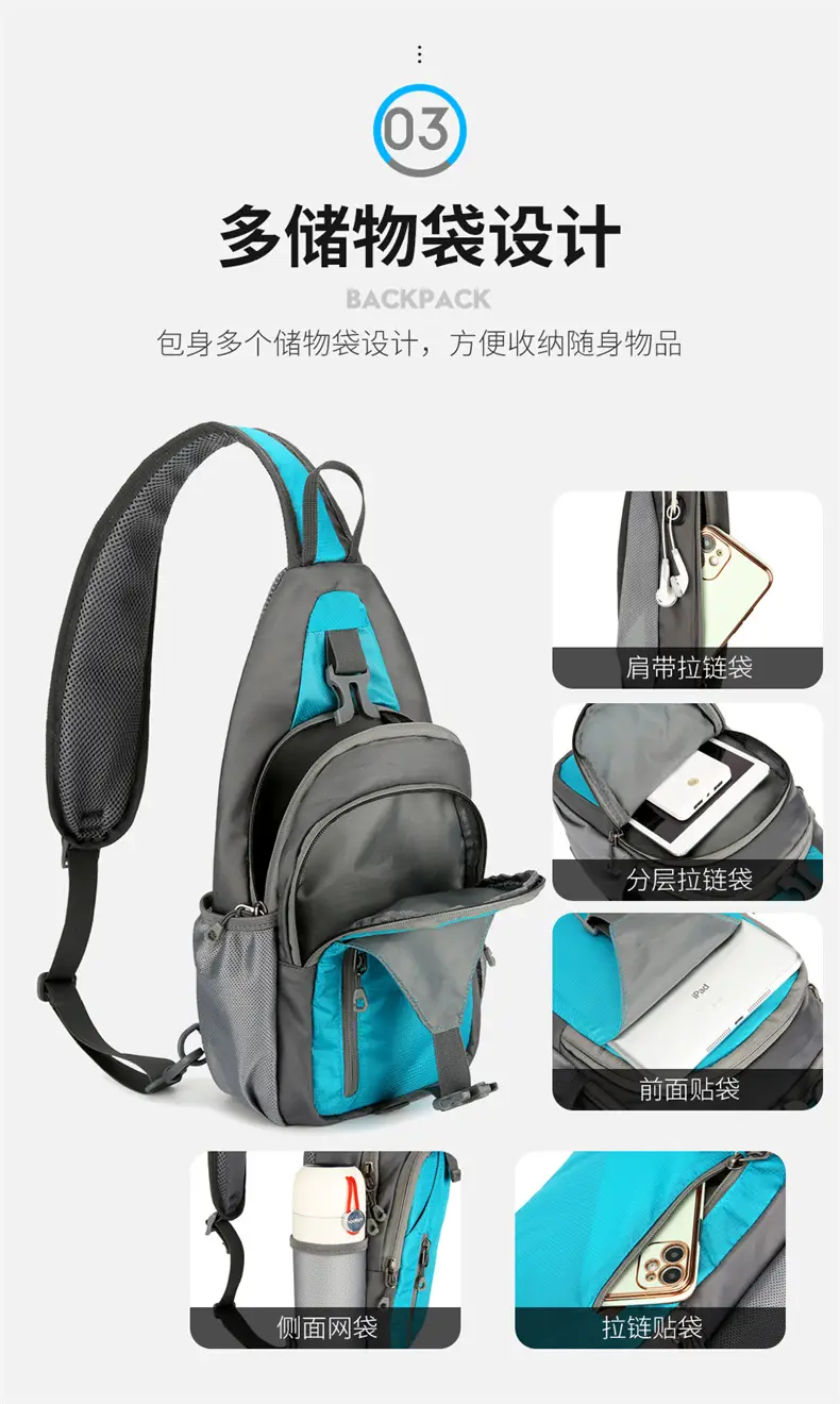Blue Waterproof Crossbody Backpack for Men Women — feature 10