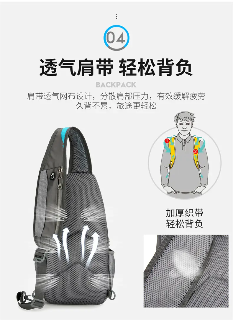 Blue Waterproof Crossbody Backpack for Men Women — feature 11