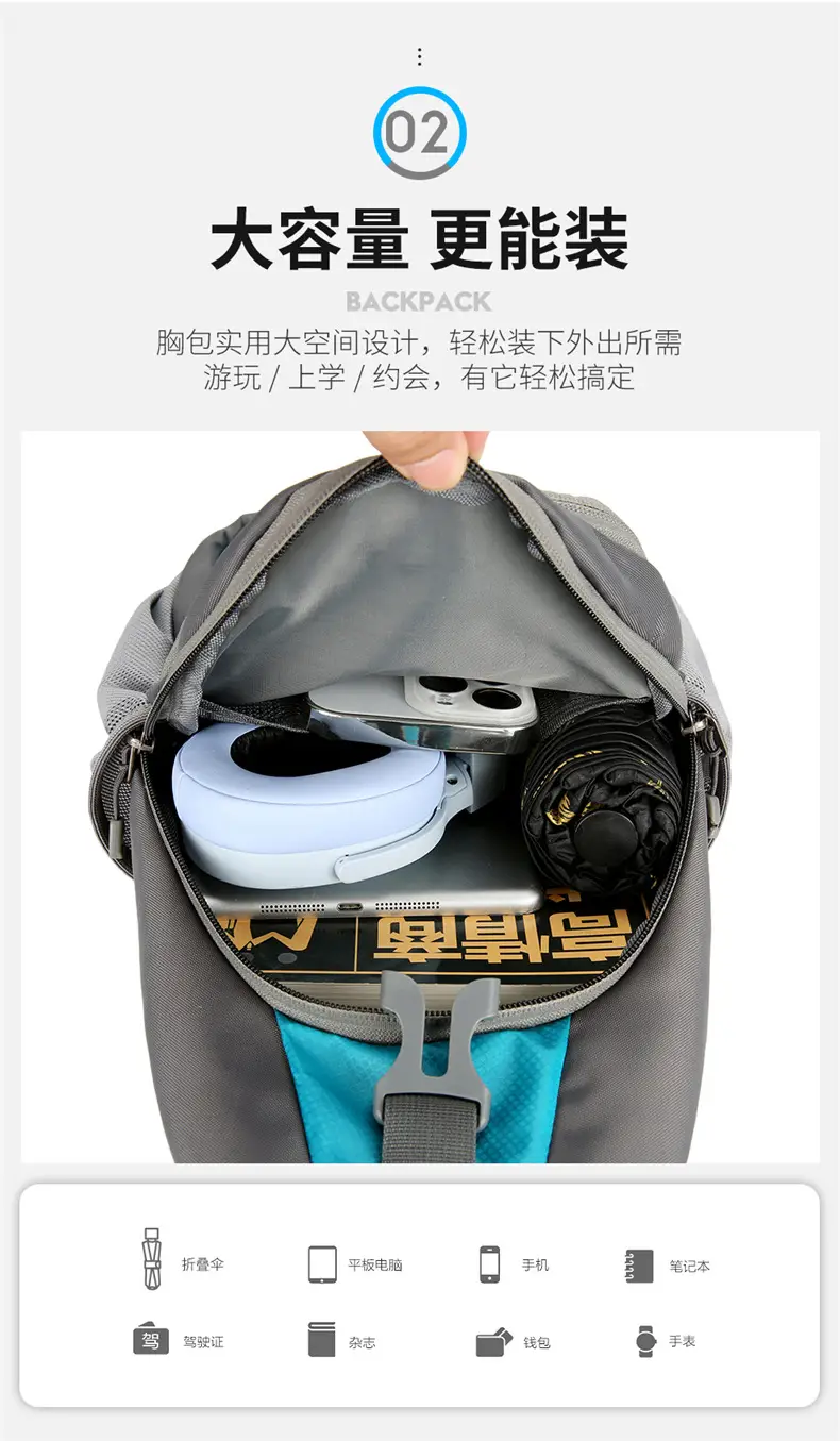 Blue Waterproof Crossbody Backpack for Men Women — feature 8