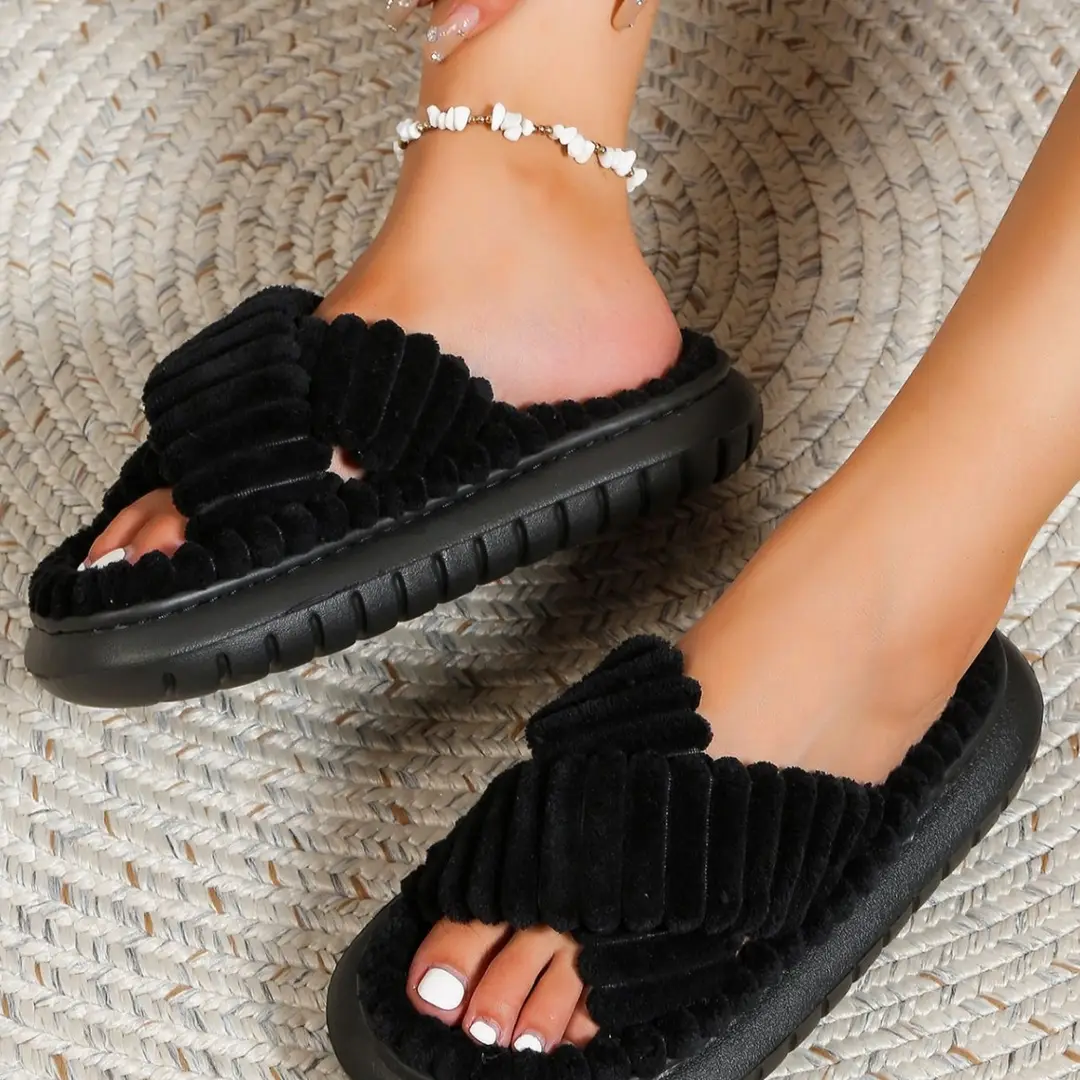 Popular slippers women's four seasons indoor home soft bottom home outdoor wear sweat-absorbent shit feeling thick bottom cotton slippers autumn and winter - Image 5