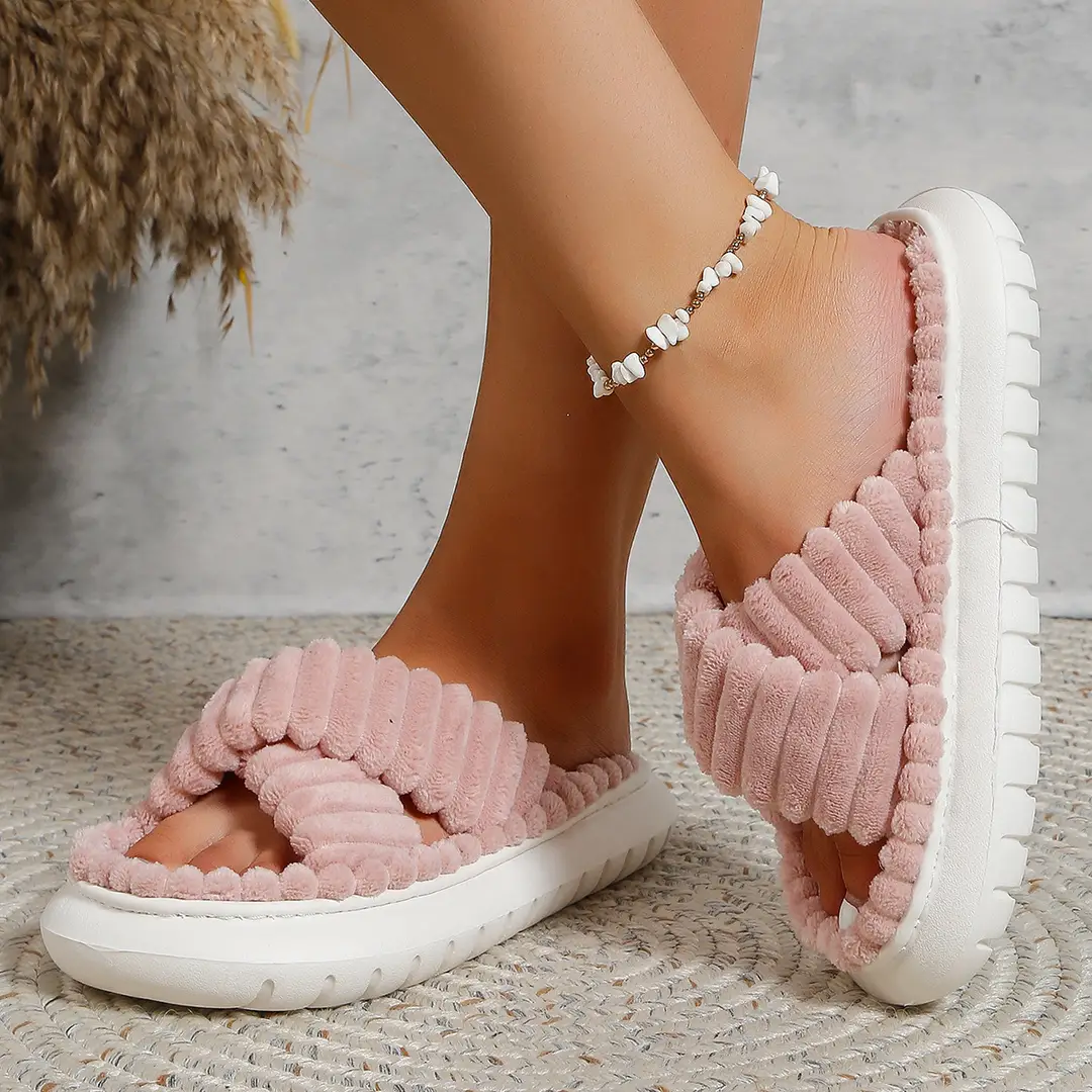 Popular slippers women's four seasons indoor home soft bottom home outdoor wear sweat-absorbent shit feeling thick bottom cotton slippers autumn and winter - Image 6