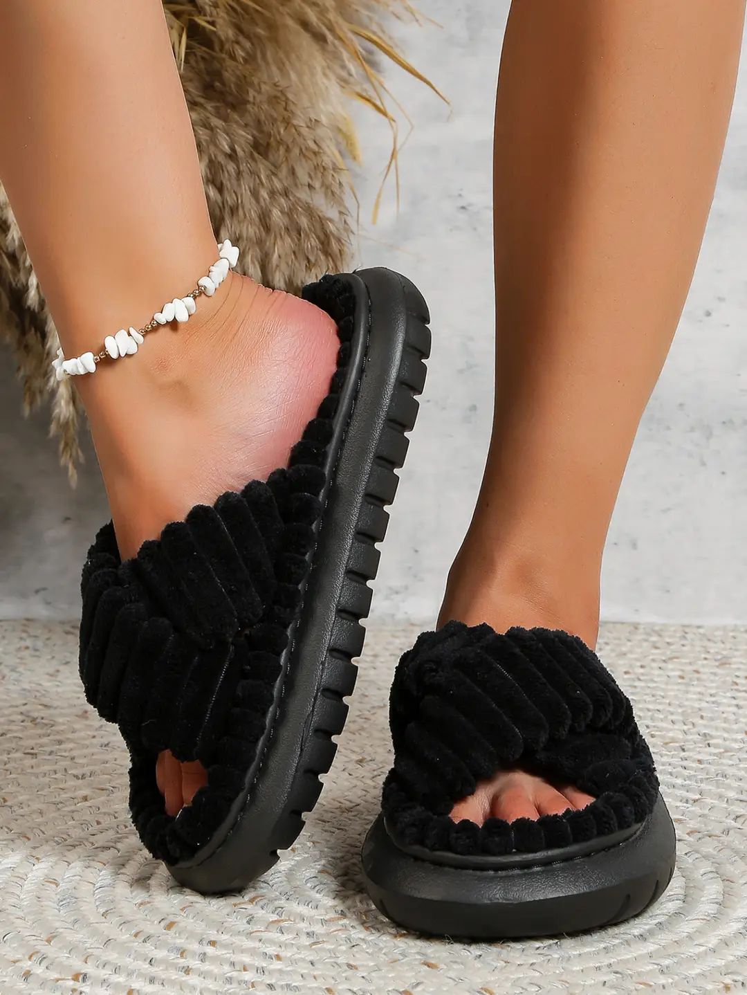 Popular slippers women's four seasons indoor home soft bottom home outdoor wear sweat-absorbent shit feeling thick bottom cotton slippers autumn and winter — feature 11