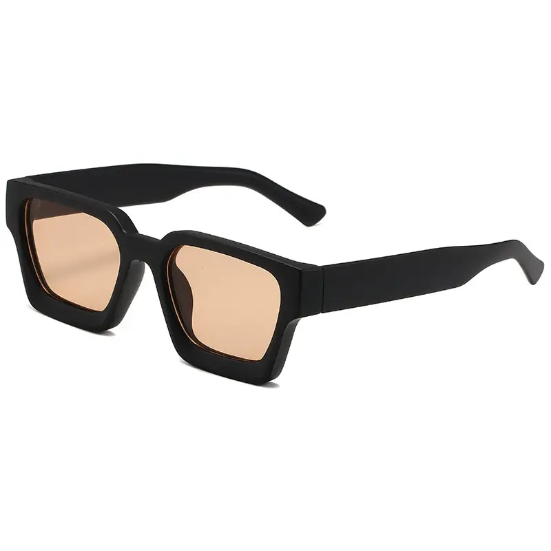 2023 Thick Frame PC Sunglasses Black Tan Lens - Image 3