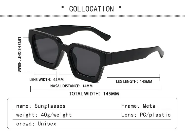 2023 Thick Frame PC Sunglasses Black Tan Lens β feature 5