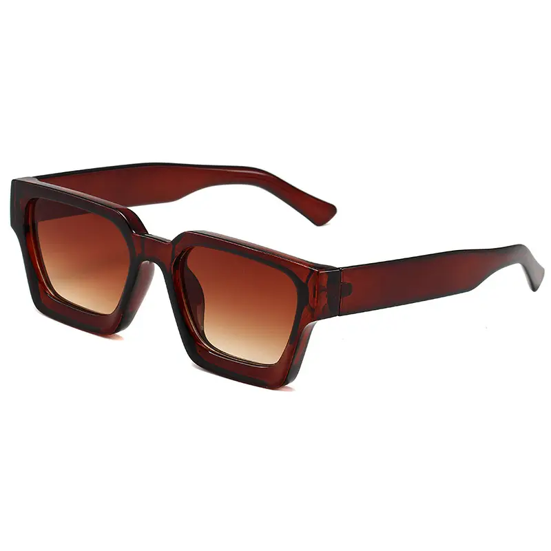 2023 Thick Frame PC Sunglasses Black Tan Lens - Image 5