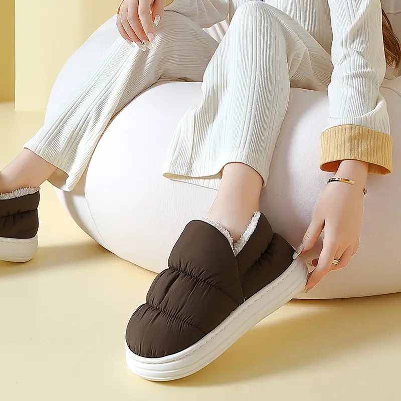Women Winter Cotton Slipper Dark Coffee Waterproof Warm Indoor Non-Slip - Image 34