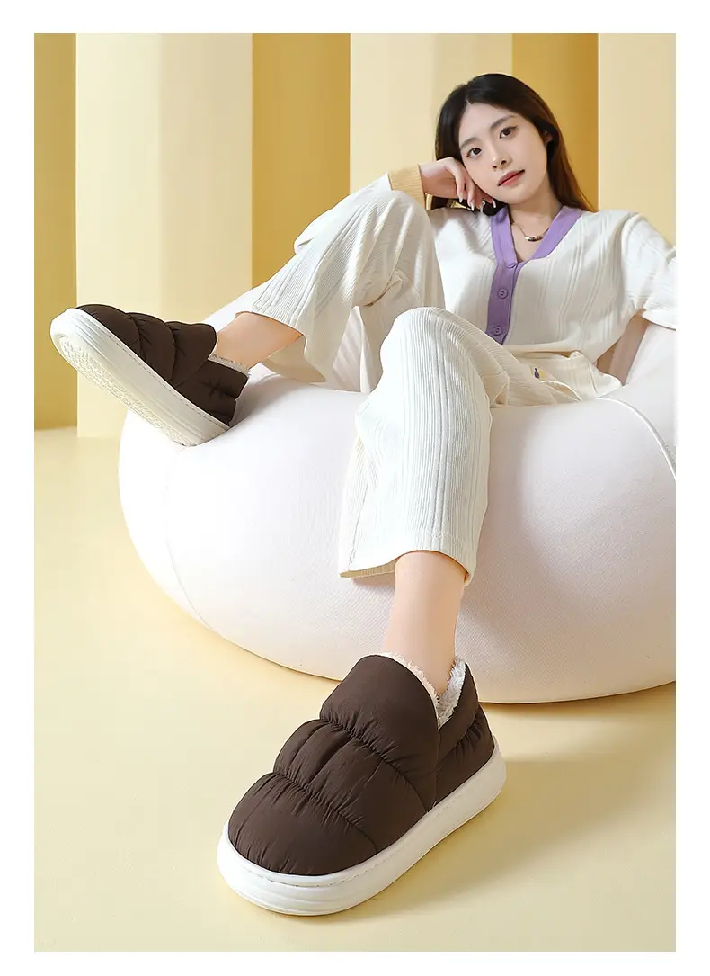 Women Winter Cotton Slipper Dark Coffee Waterproof Warm Indoor Non-Slip — feature 20