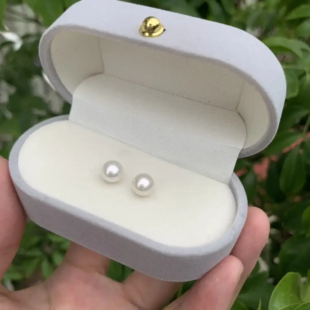 Australian White Pearl Earrings Set S925 Silver Mirror Light