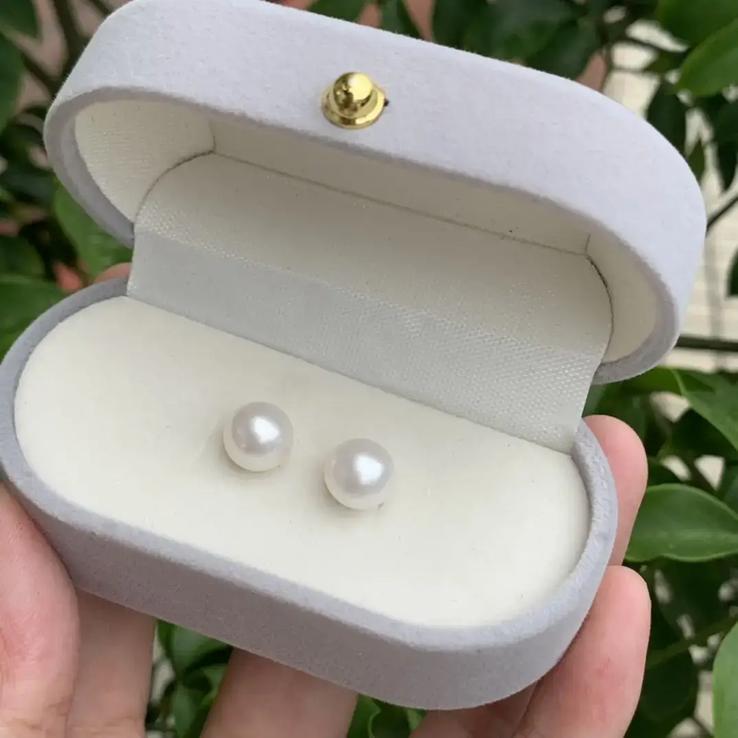 Australian White Pearl Earrings Set S925 Silver Mirror Light